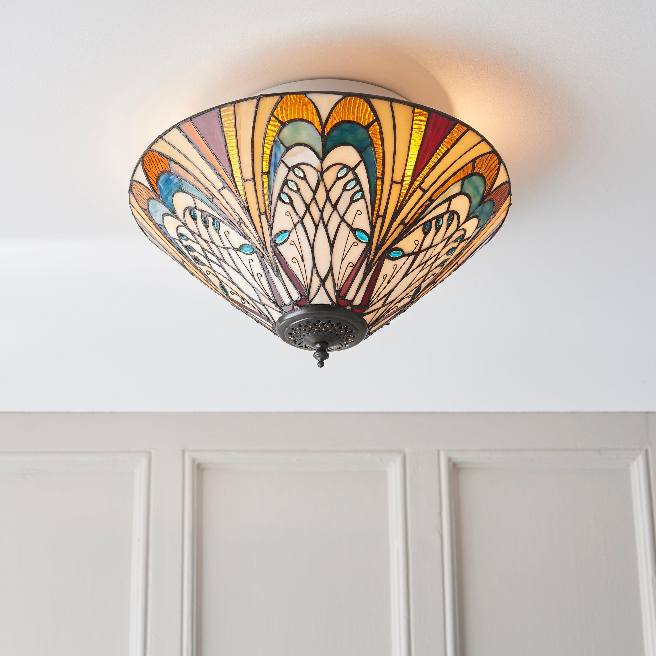 Interiors 1900 Lampada da soffitto Tiffany Medium Flush Hector