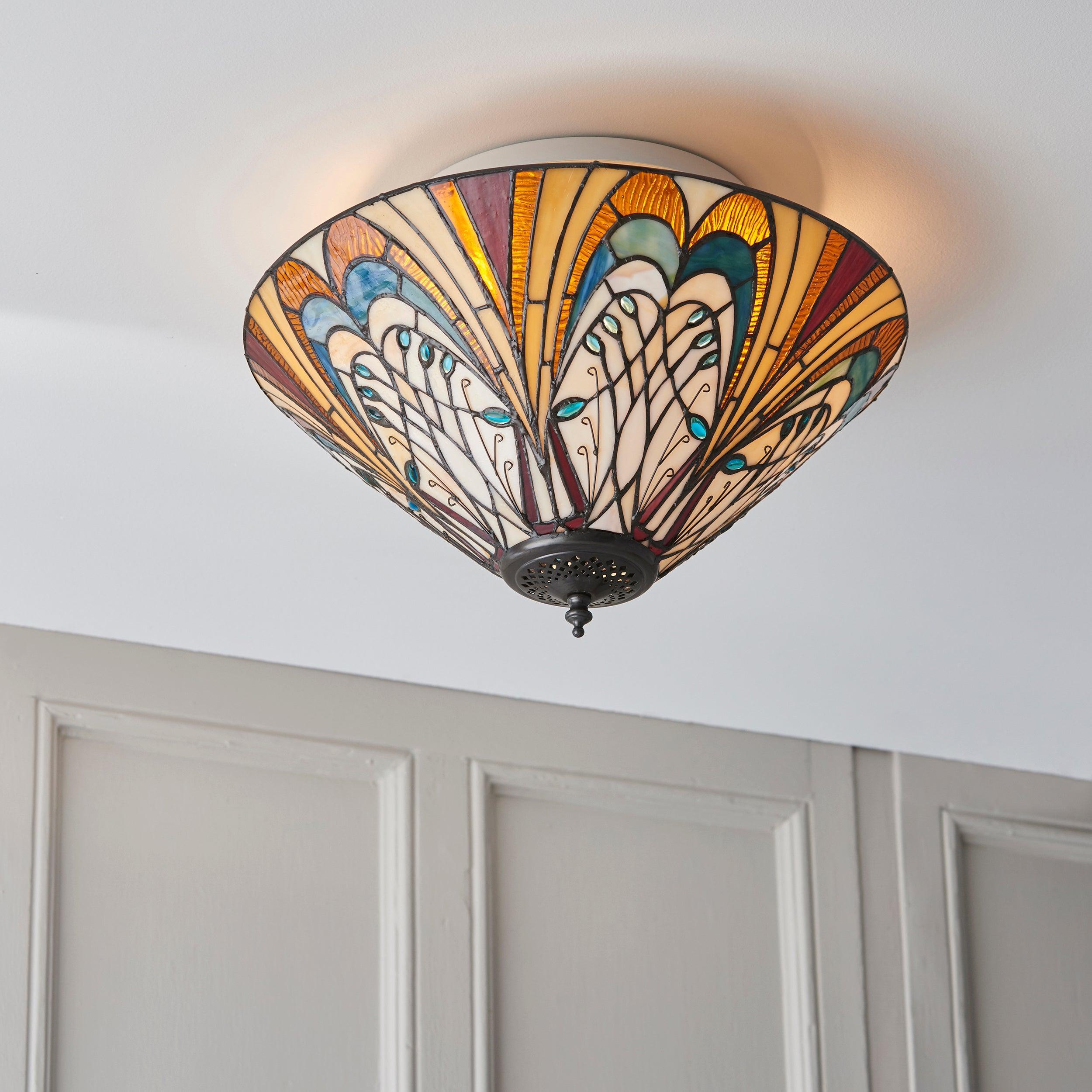 Interiors 1900 Lampada da soffitto Tiffany Medium Flush Hector