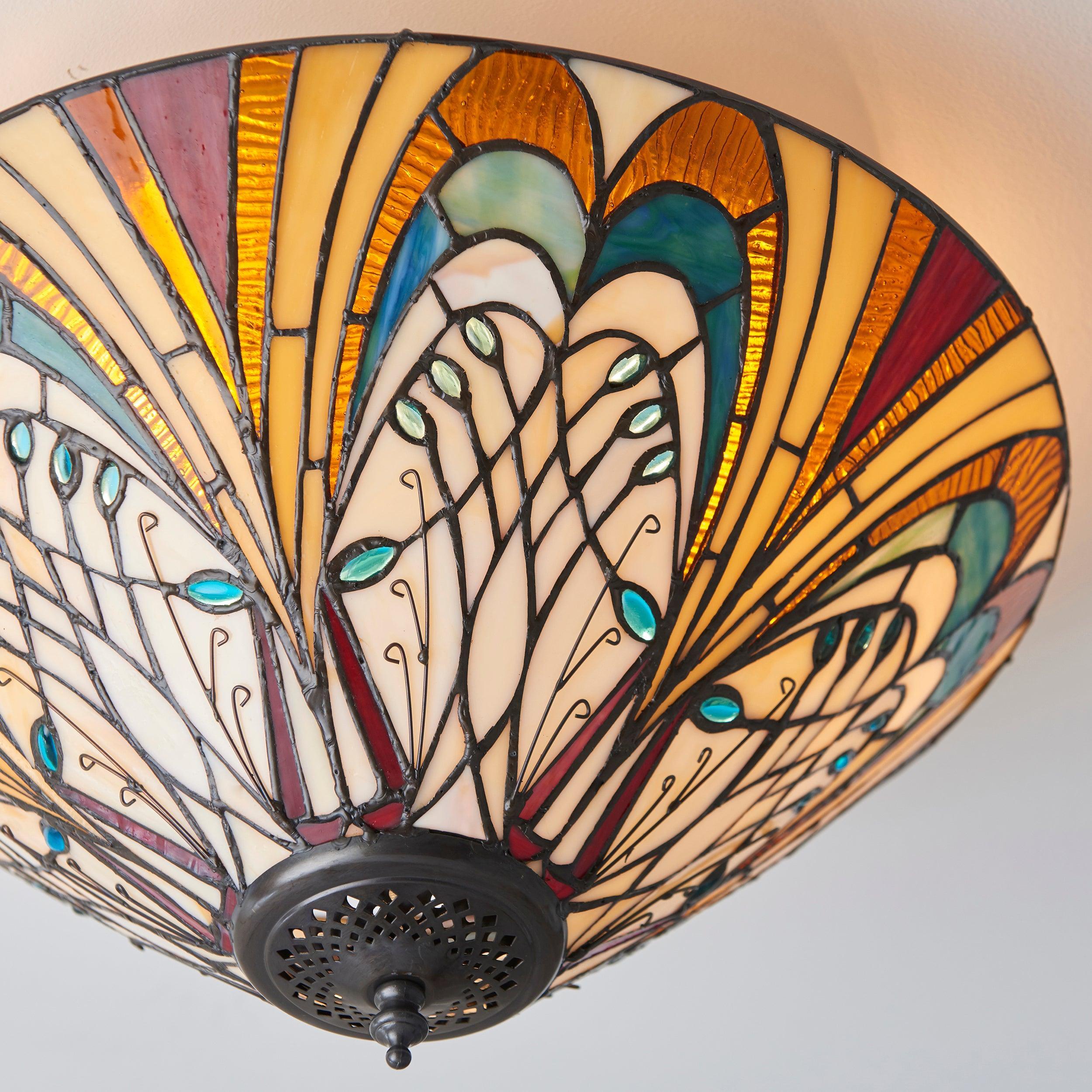 Interiors 1900 Lampada da soffitto Tiffany Medium Flush Hector