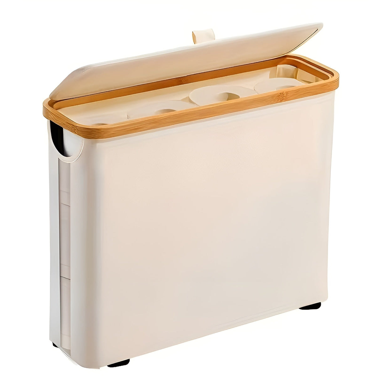 Grande porta rotolo di carta igienica con coperchio – Salvaspazio & Pieghevole | Struttura in legno per bagno e WC