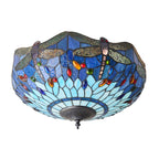 Lampada da soffitto Tiffany grande Libellula Blu