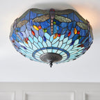 Lampada da soffitto Tiffany grande Libellula Blu