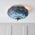 Lampada da soffitto Tiffany grande Libellula Blu
