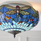 Lampada da soffitto Tiffany grande Libellula Blu