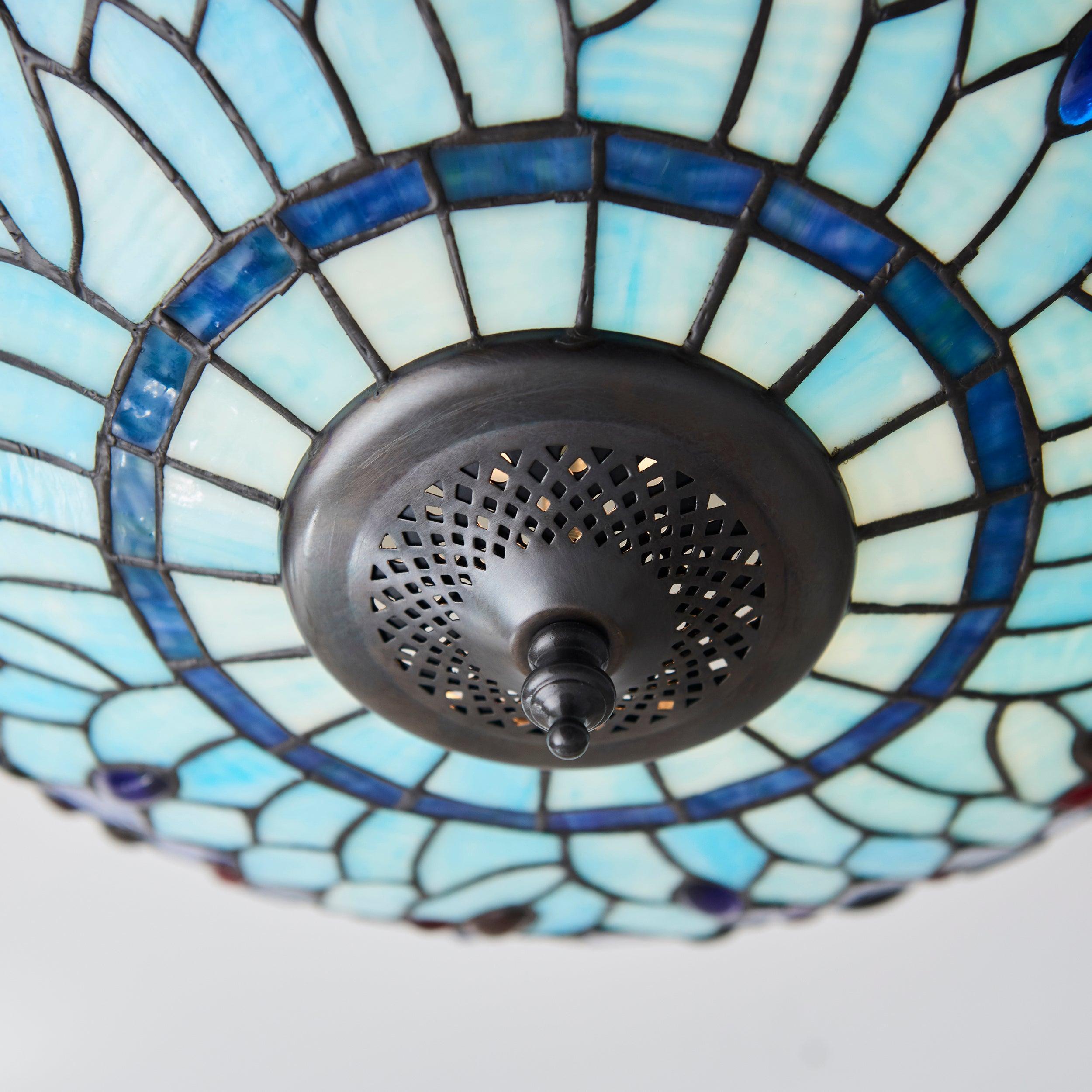 Lampada da soffitto Tiffany grande Libellula Blu