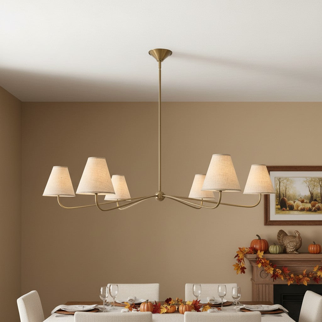 Lampadario a Ombra Pieghettata Fibura per Sala da Pranzo Tradizionale