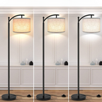 Lampada da Terra Industriale a LED con 3 Colori di Luce – Alta Lampada da Lettura con Paralume Bianco