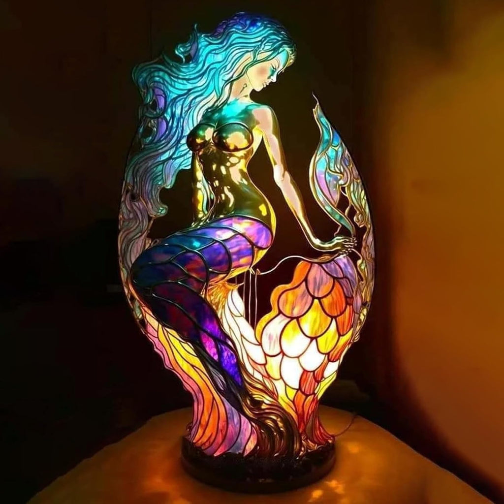 Lampada da tavolo in vetro colorato a forma di animale