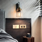 Lampada da Parete Vintage con Paralume in Vetro Rigato