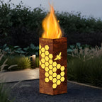Lanterna da Giardino 3D con Design a Nido d'Api – Lampada Decorativa in Metallo in Stile Ruggine | Perfetta per Giardini, Terrazze e Aiuole