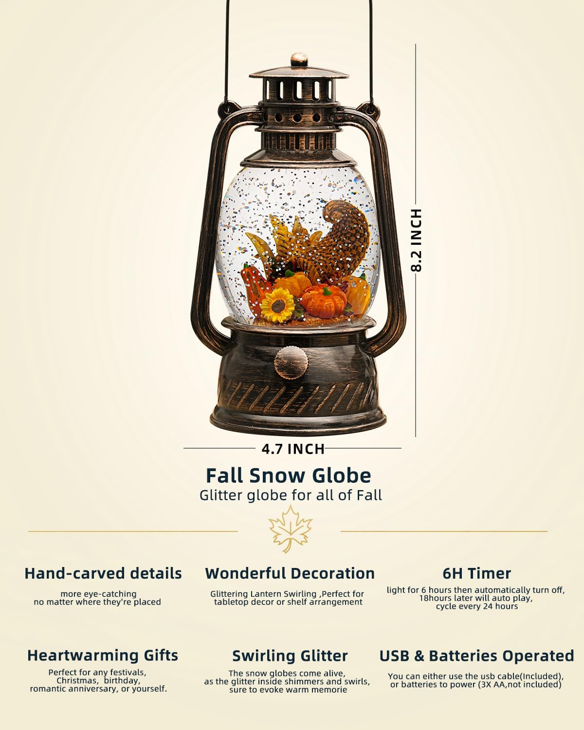 Lampada a LED a forma di Zucca per Decorazioni Autunnali – Luce Calda con Timer di 6 Ore