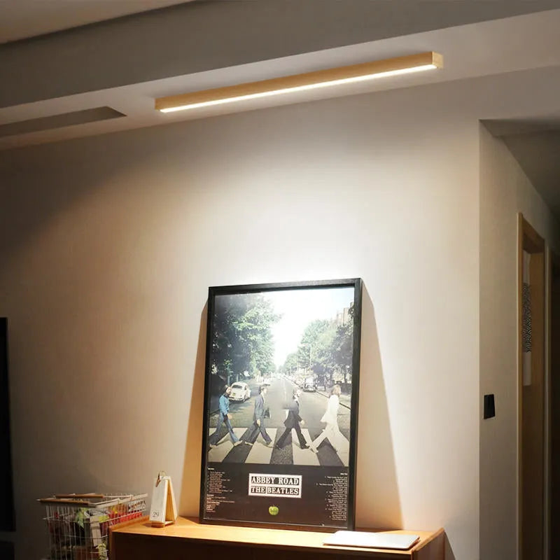 Arisha Linear Slim Ceiling Light, Legno