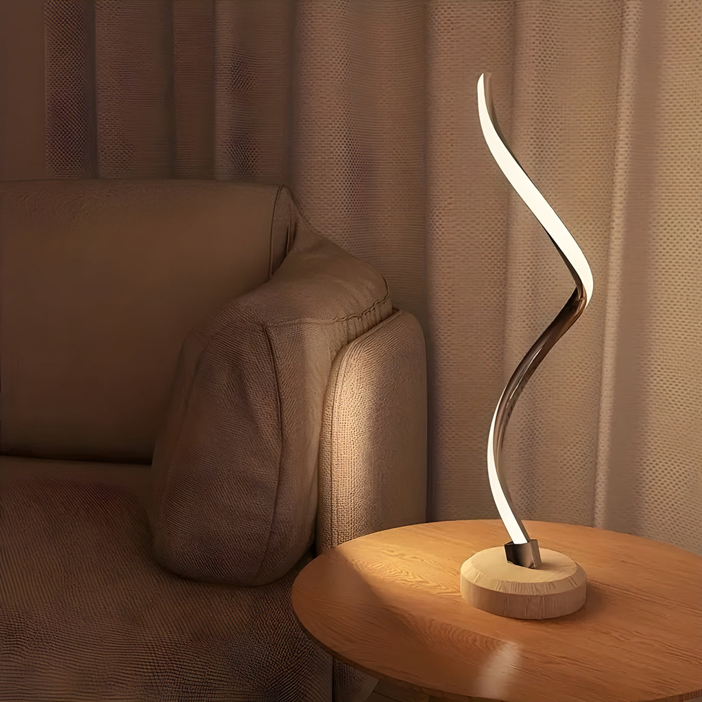 RusticGlow Lampada – Moderna Lampada da Tavolo LED in Legno