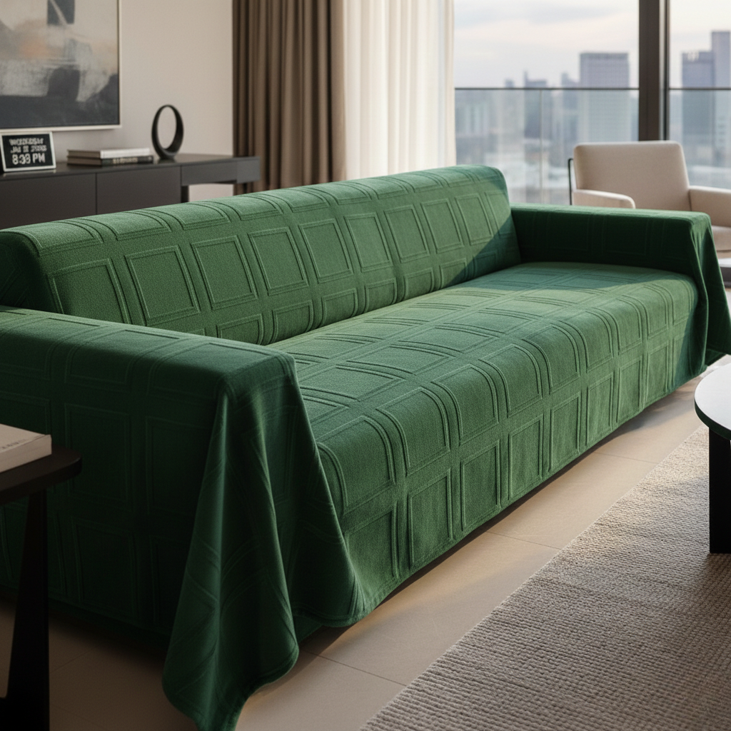 Coperta di Lusso in Unico Pezzo per Divano con Texture Architettonica