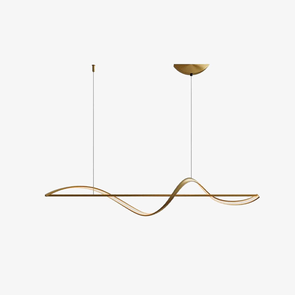 Lampada a Sospensione Zelin Wave Designer Minimalista, Metallo, Ottone/Nero