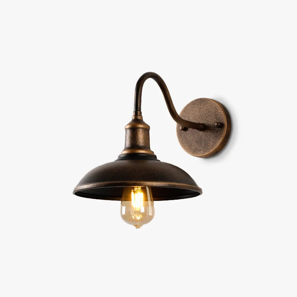 Lampada da parete in metallo a forma di ciotola Ray, ottone antico
