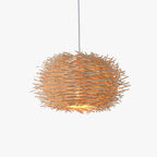 Lampade a Sospensione Muto Nido Uccelli Legno Rattan Marrone