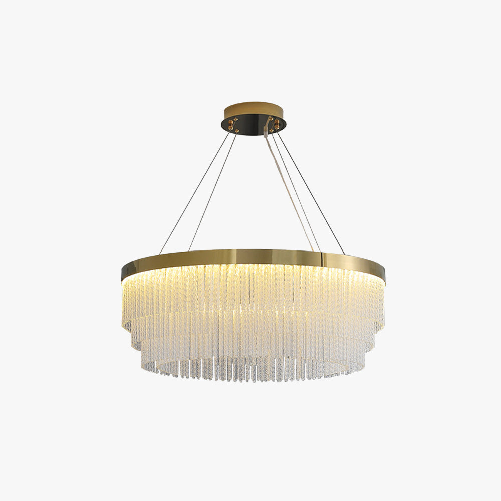 Anello in Cristallo a Spirale Moderno Kristy / Lampadario Rettangolare, Oro