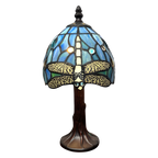 Lampada da Tavolo da Notte Tiffany 15cm Libellula Blu Minster