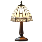 Lampada da Tavolo Art Deco Tiffany Bianco e Argento 15cm