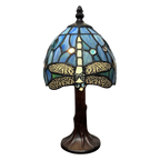 Lampada da Tavolo da Notte Tiffany 15cm Libellula Blu Minster