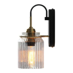 Lampada da Parete Vintage con Paralume in Vetro Rigato