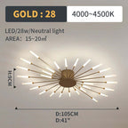 Wesley Flush-Mount Ceiling Light Fuochi d'Artificio, Nero/Oro