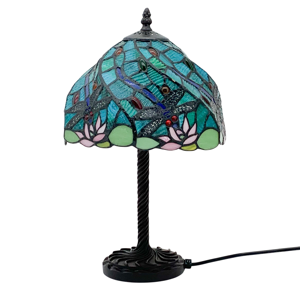 Lampada da Tavolo Tiffany Minster 10" Blu/Verde Libellula