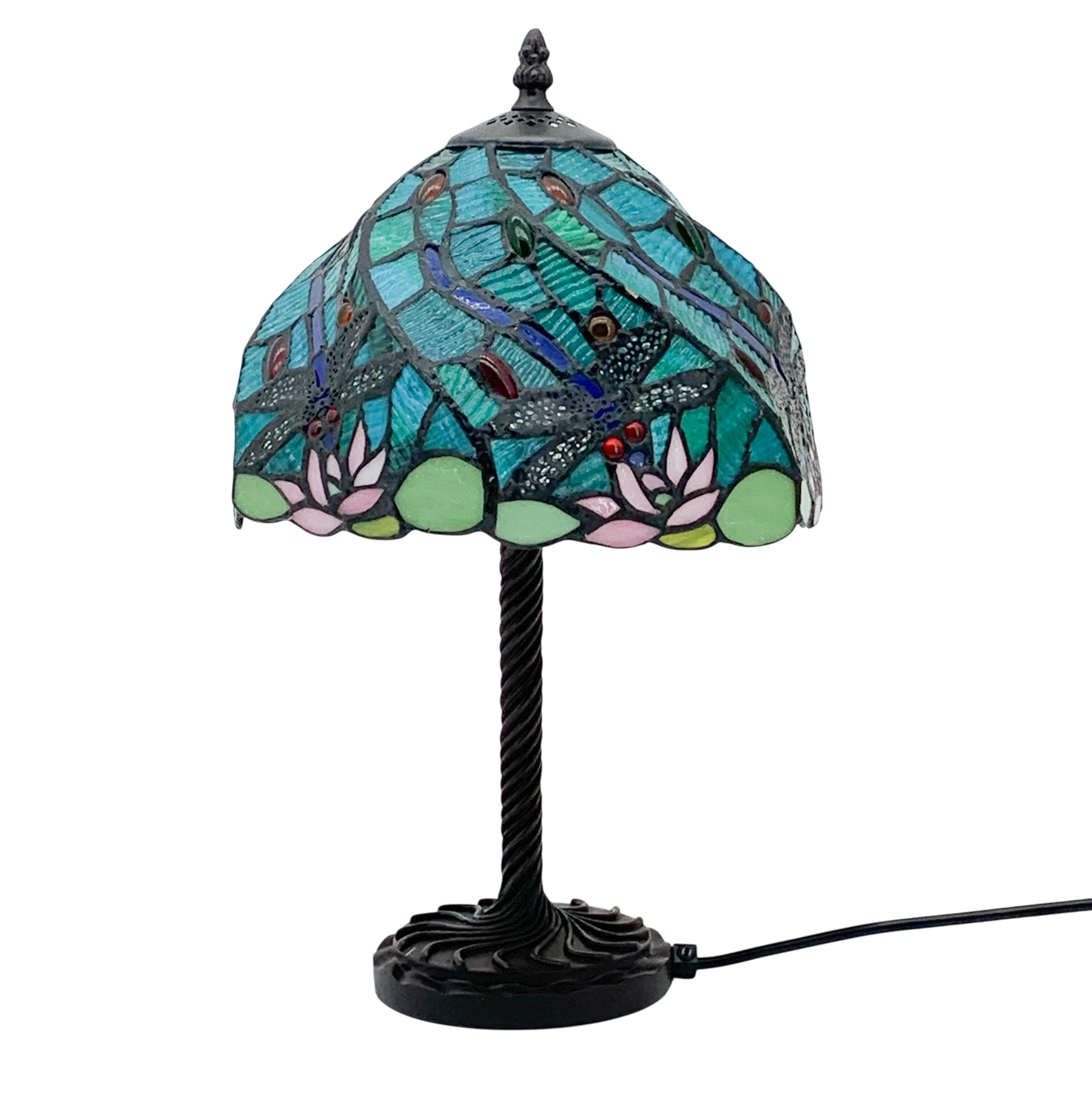 Lampada da Tavolo Tiffany Minster 10" Blu/Verde Libellula