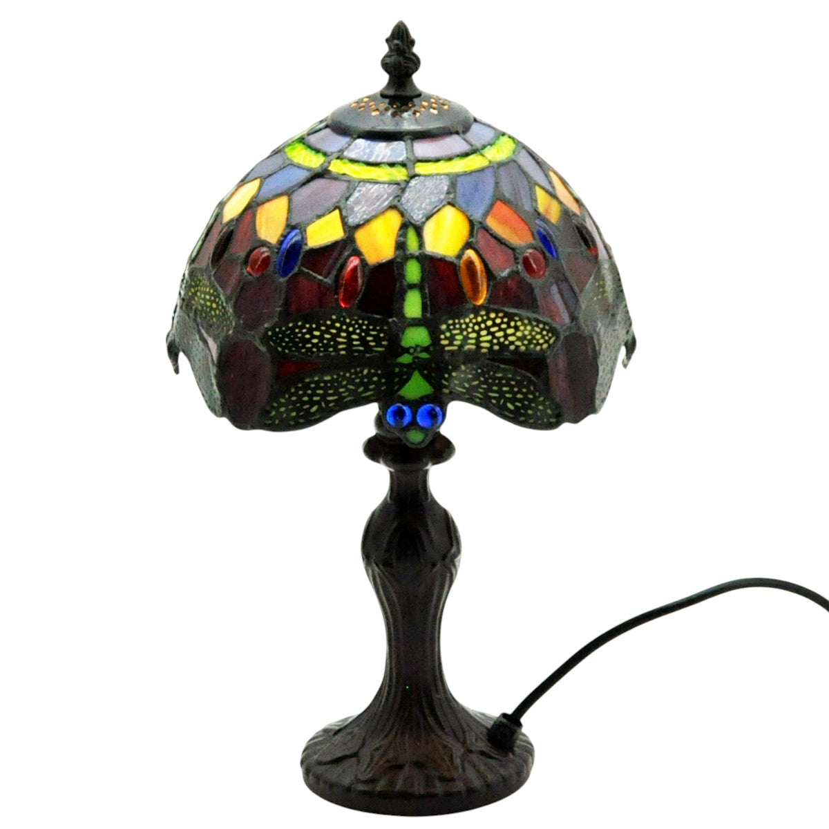 Lampada da Tavolo Tiffany Minster Rosso Libellula 20cm