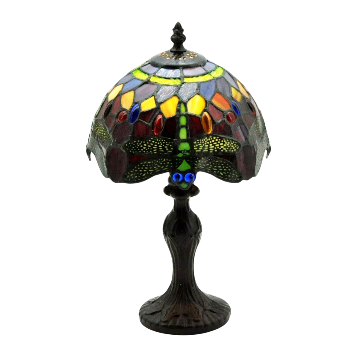 Lampada da Tavolo Tiffany Minster Rosso Libellula 20cm