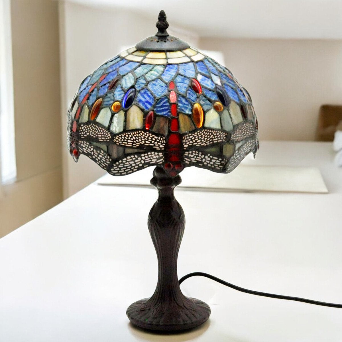 Lampada da Tavolo Tiffany 10" Drago Blu Minster