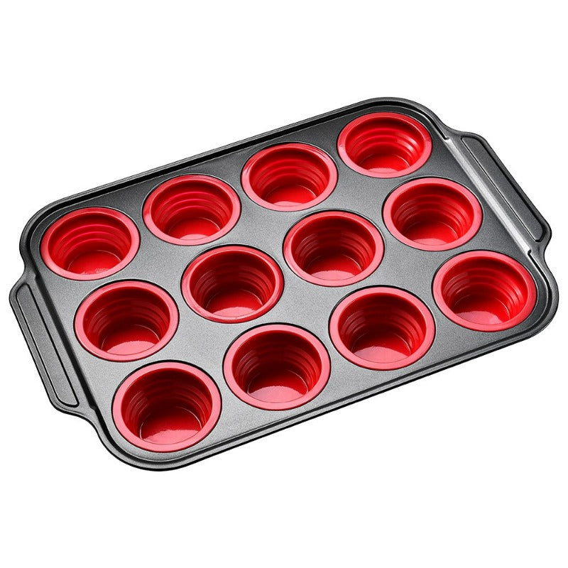 Stampo per Muffin in Silicone con Struttura Metallica Robusta – Stampo Flessibile per Muffin e Cupcake