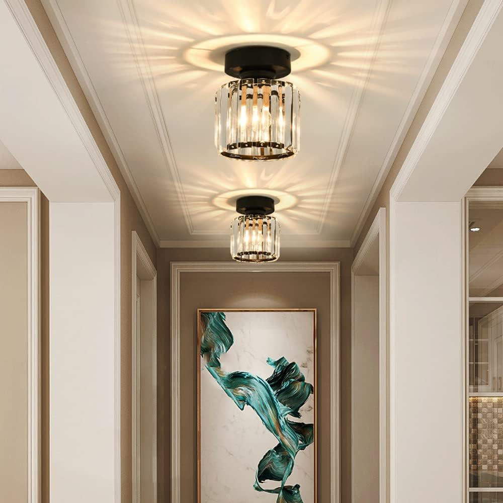 Talrex | Moderno Faretto da Soffitto Nero con Ombra di Cristallo per Corridoio e Soggiorno