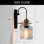 Lampada da Parete Vintage con Paralume in Vetro Rigato