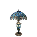Lampada da Tavolo Tiffany Minster Blu Libellula 14"