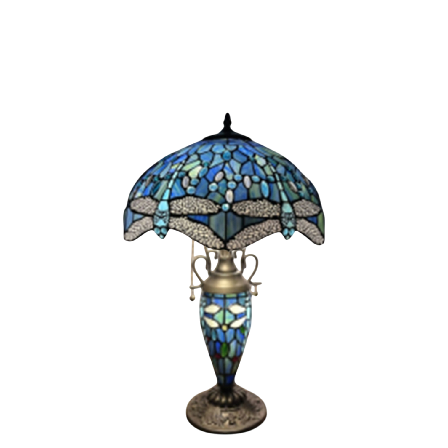Lampada da Tavolo Tiffany Minster Blu Libellula 14"