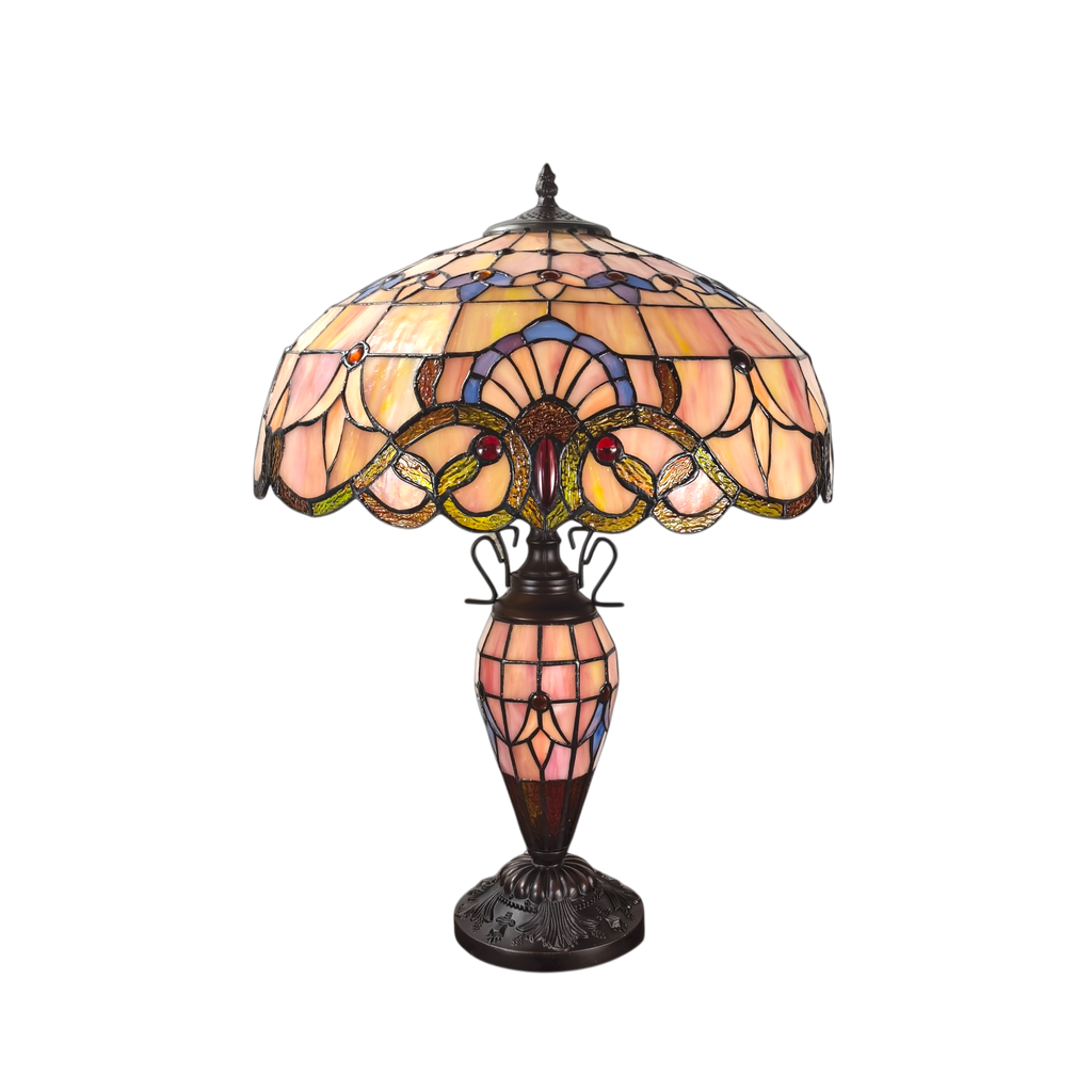 Lampada da Tavolo Tiffany Minster Cradley Doppia Illuminazione 18"