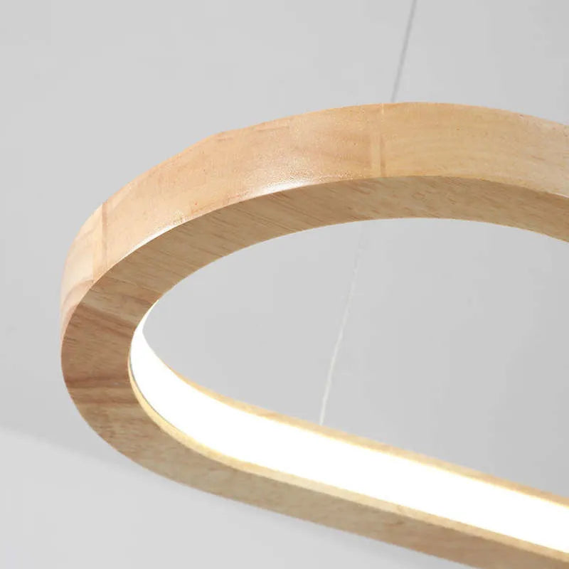 Lampada a sospensione ovale in legno contemporanea Veon