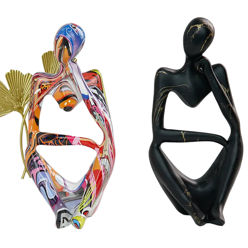 Frendorf | Scultura Pensatore Astratto | Decorazione da Tavolo in Resina Fatta a Mano