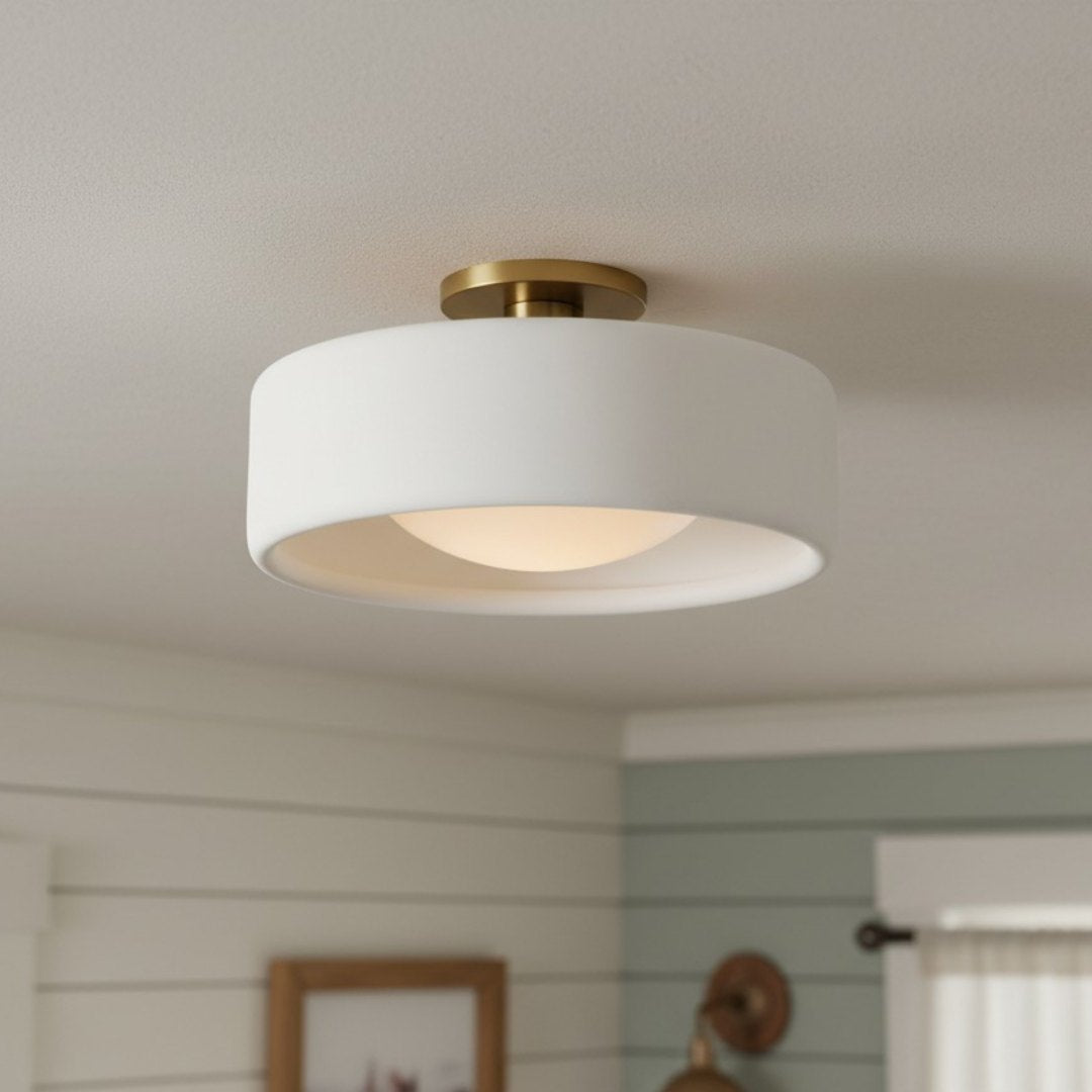 Lampada da soffitto a tamburo in porcellana