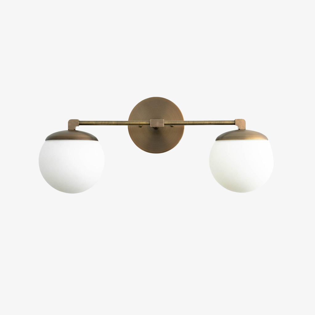 Applique da Bagno in Vetro Latte e Ottone