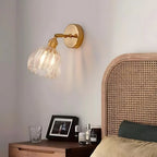 Applique da Parete in Vetro a Tulipano in Ottone Vintage 1 Luce