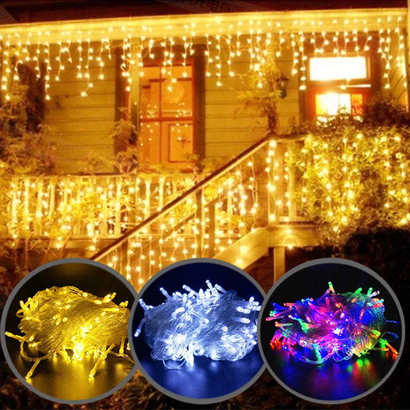 Illuminazione Natalizia a Goccia di Ghiaccio LED – Stringa di Luci Atmosferiche