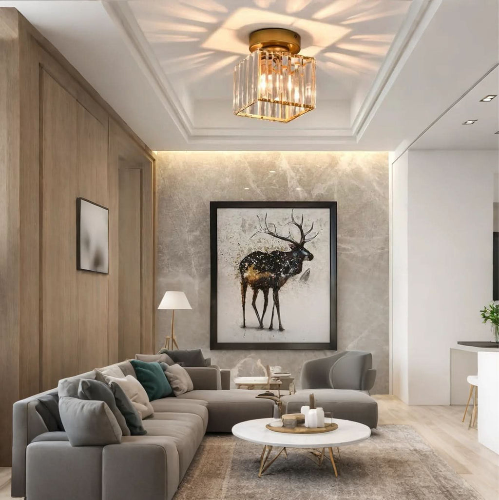 GlareFusion Moderno Lampadario a Soffitto in Vetro Cristallo LED Nordico
