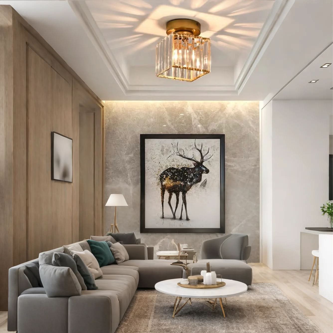 GlareFusion Moderno Lampadario a Soffitto in Vetro Cristallo LED Nordico