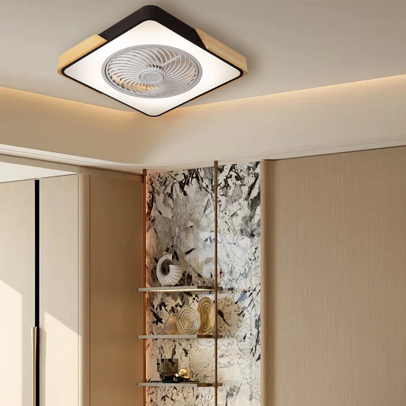 Ventilatori da soffitto in legno contemporanei con luci LED