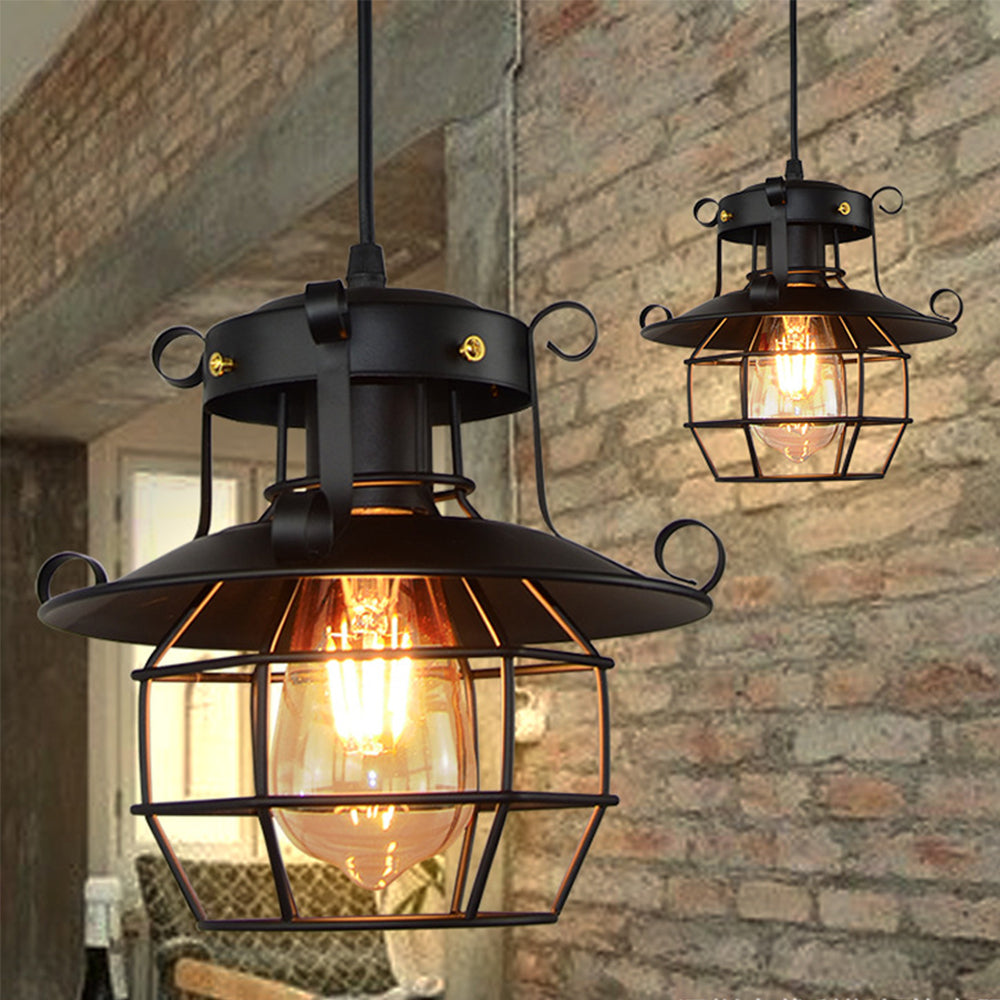 Lampada a Sospensione Industriale Design Retro in Metallo