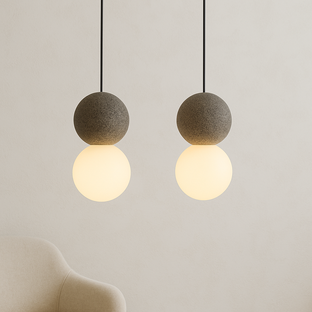 Lampada a Sospensione in Pietra Obsidiana Minimalista