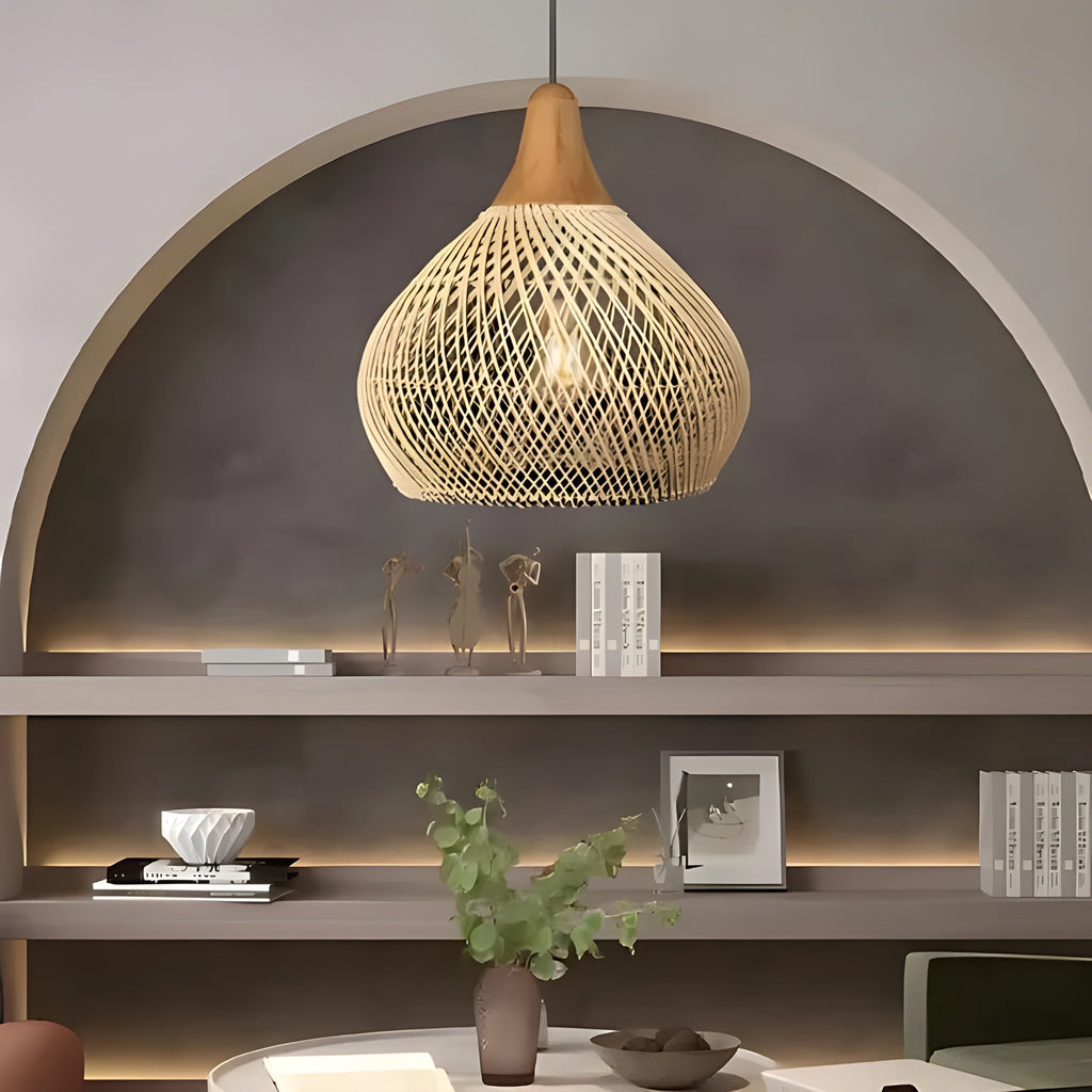 BistroBeam Light - Moderna Lampada a Sospensione in Rattan